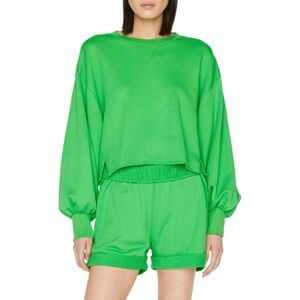 Frame "Easy Shirttail" Women Green 100% Pima Cotton Square Sweatshirt size Large